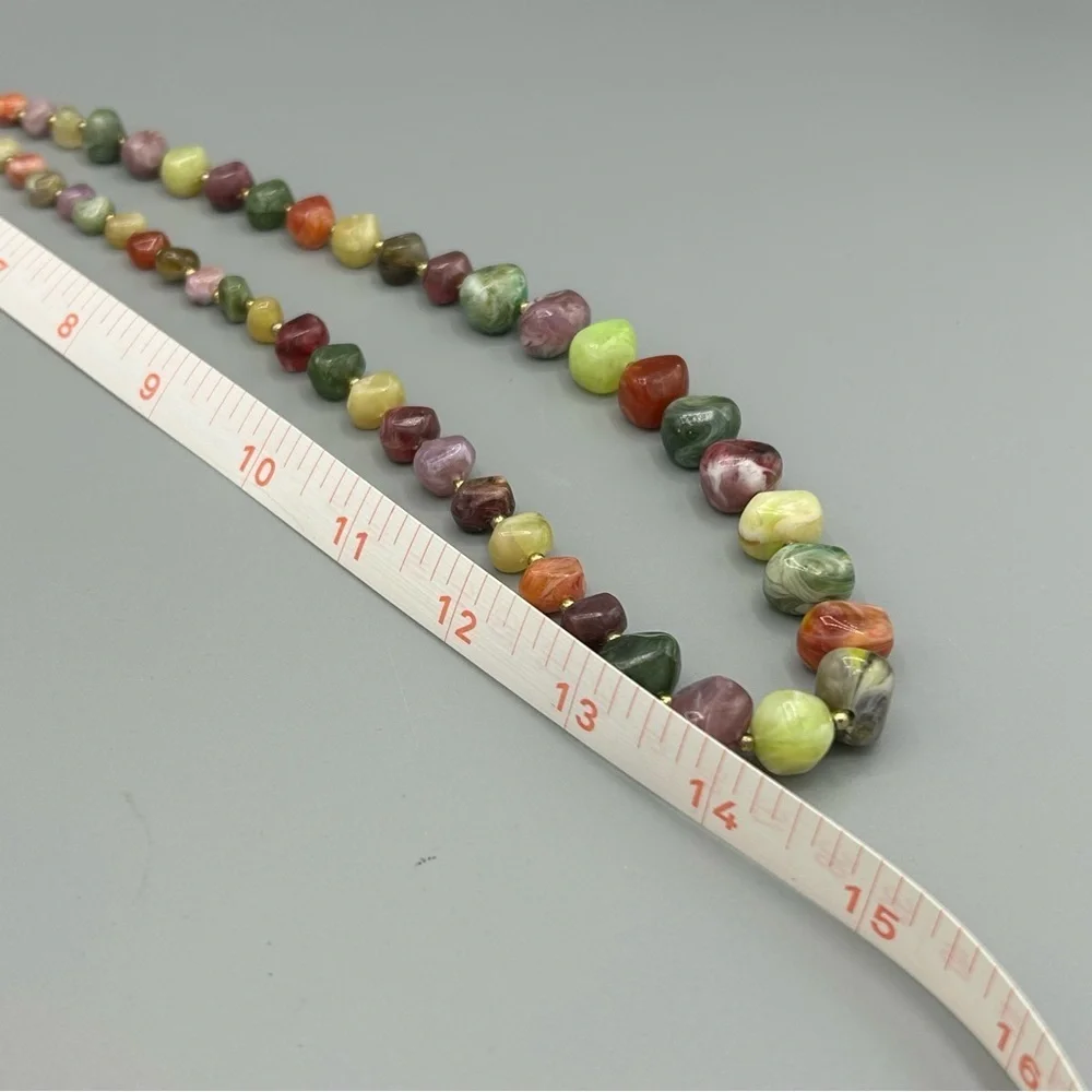 Vintage Chunky Multicolor Natural Stone Statement Necklace